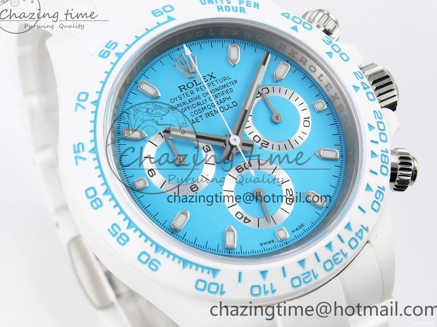 1224 Daytona AET White Ceramic Case and Bracelet Tiffany Blue Dial SA4130 V GoAnywhere 1889